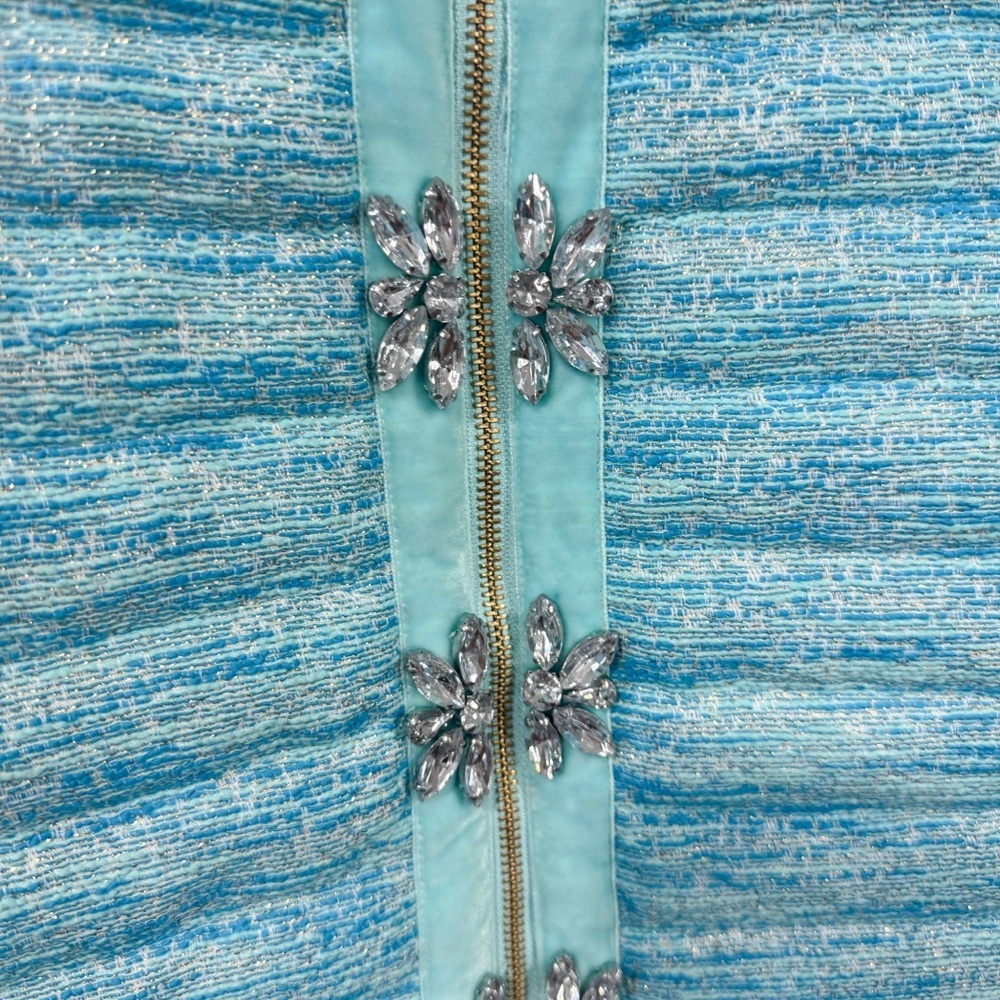 Lilly Pulitzer Noella Vest with Rhinestone Accents Blue Turquoise Size S - Picture 3 of 6
